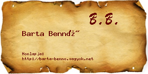 Barta Bennó névjegykártya